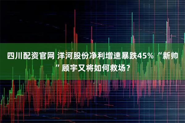 四川配资官网 洋河股份净利增速暴跌45% “新帅”顾宇又将如何救场？